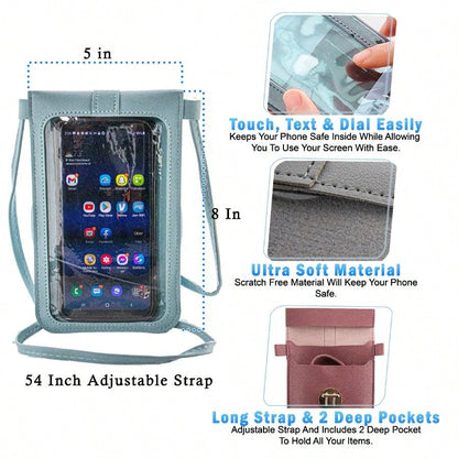Screen Crossbody Women Cell Phone Purse- Body With Shoulder Strap Bag- RFID Wallet Keeps Cash, Credit Cards, Phone Screens- Gray