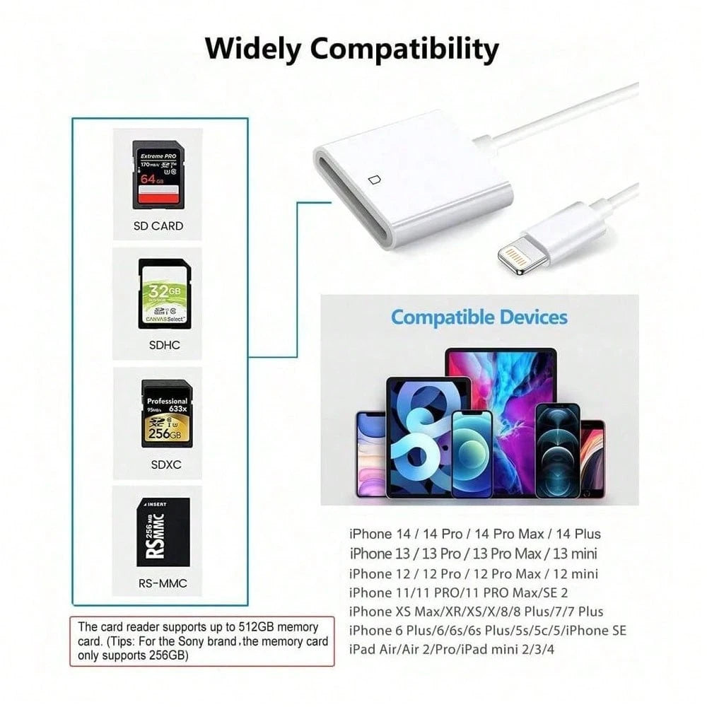SD Card Camera Reader Adapter Storage Card Reader And Viewer Compatible With Various Mobile Phones Tablets And Laptops Plug And Play OTG Support High Speed Data Transfer For Memory Cards Micro SD Read