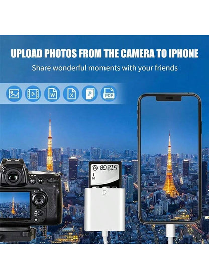 SD Card Camera Reader Adapter Storage Card Reader And Viewer Compatible With Various Mobile Phones Tablets And Laptops Plug And Play OTG Support High Speed Data Transfer For Memory Cards Micro SD Read