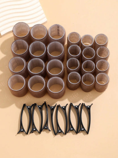 Self-Grip Rollers Kit With 24Rollers And 12Clips, Salon Quality Curlers For Diy Hairstyling, Heatless Rollers