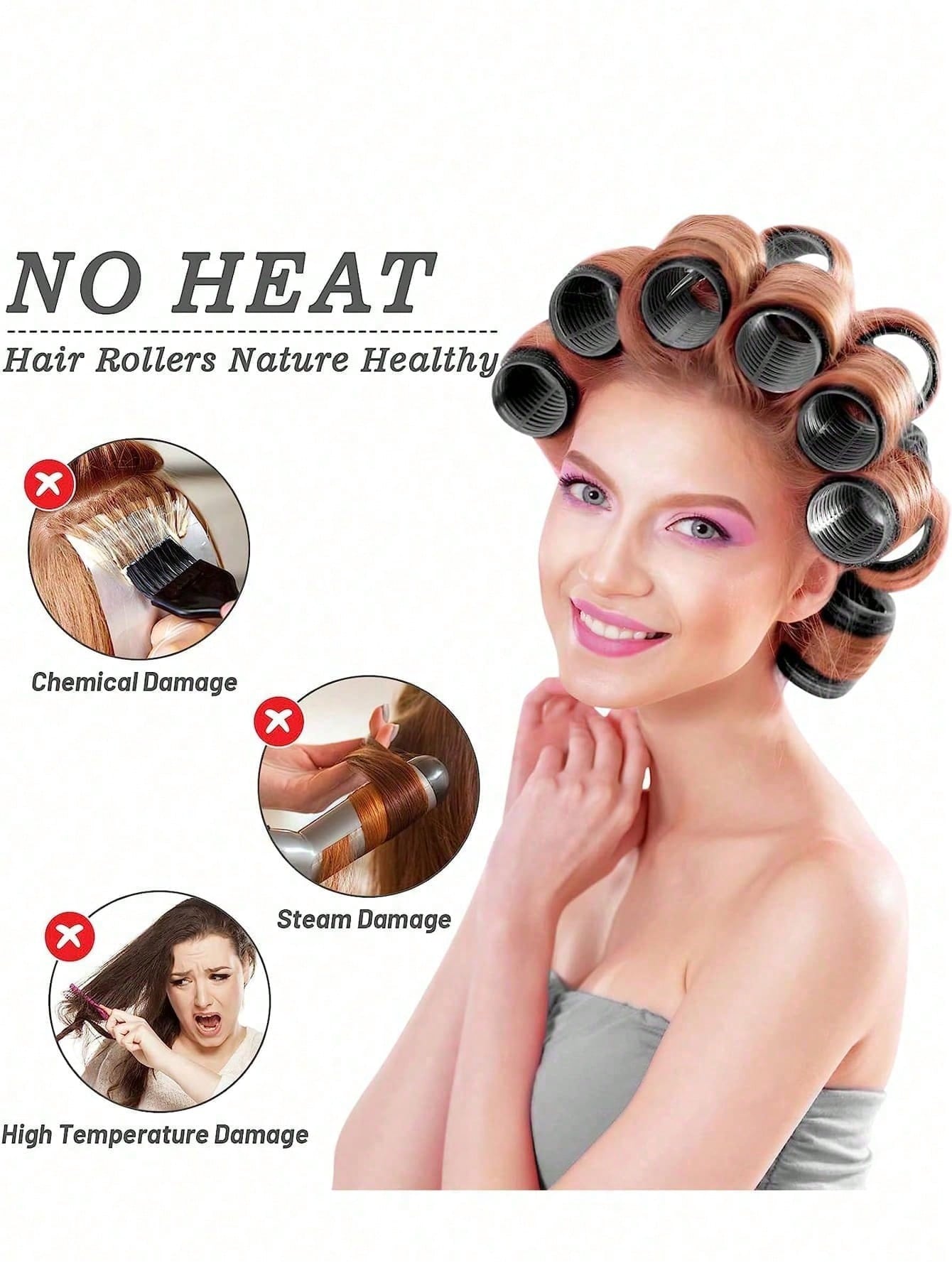 Self-Grip Rollers Kit With 24Rollers And 12Clips, Salon Quality Curlers For Diy Hairstyling, Heatless Rollers