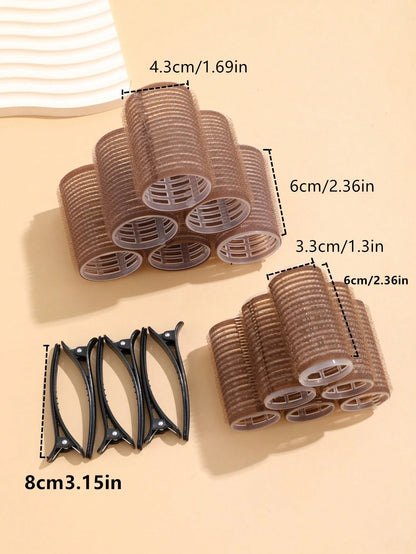 Self-Grip Rollers Kit With 24Rollers And 12Clips, Salon Quality Curlers For Diy Hairstyling, Heatless Rollers