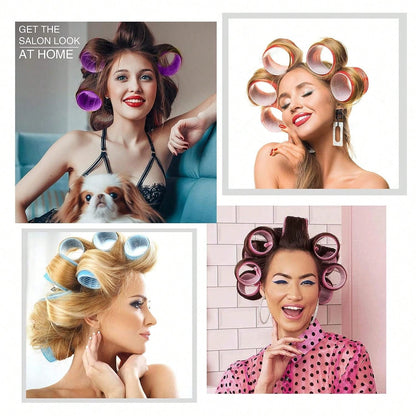 Self-Grip Rollers Kit With 24Rollers And 12Clips, Salon Quality Curlers For Diy Hairstyling, Heatless Rollers