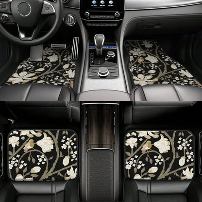 Set Of 4 Car Floor Mats Featuring A Floral Bird Design- Fashionable And Long-Lasting, Resistant To Stains, Slip-Proof, Easy To Clean, Suitable For All Vehicles, Including Front And Rear Seats, Provid