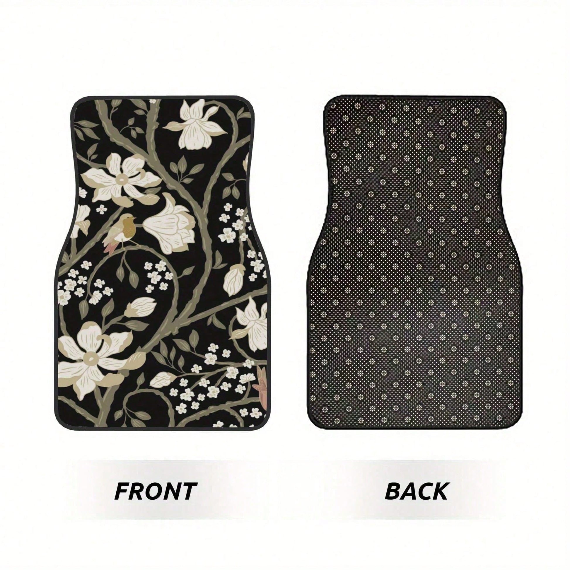 Set Of 4 Car Floor Mats Featuring A Floral Bird Design- Fashionable And Long-Lasting, Resistant To Stains, Slip-Proof, Easy To Clean, Suitable For All Vehicles, Including Front And Rear Seats, Provid