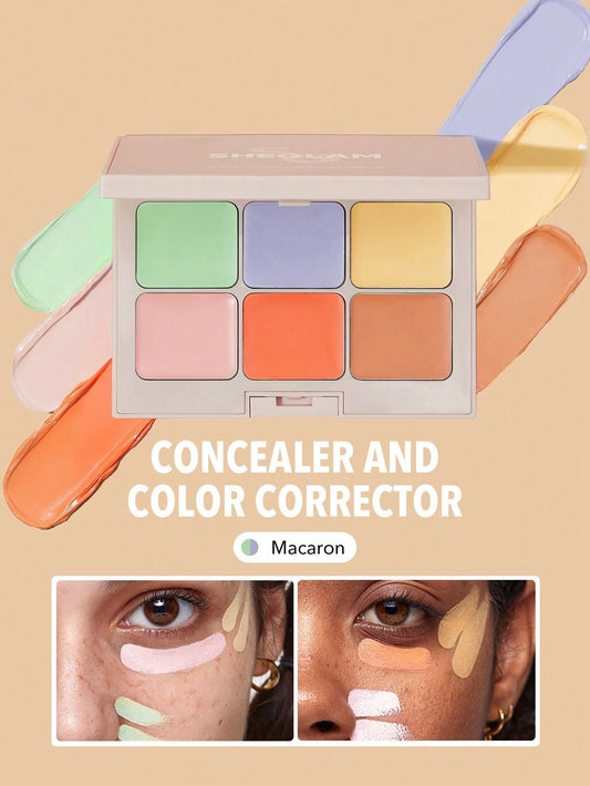 SHEGLAM Multi-Fix Concealer And Color Corrector-Macaron 6-Color Full Cover Cream Concealer Brightening Full Coverage Color Corrector Lightweight Multi-Use Smooth Concealer Brand Beauty Makeup Face Pai