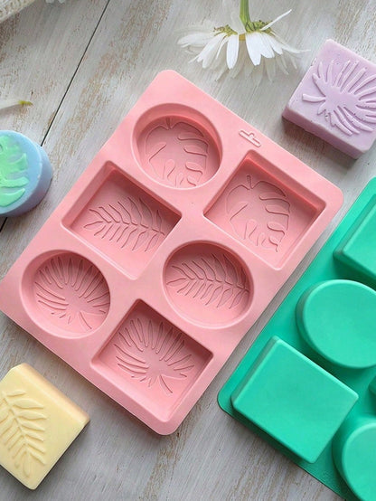 SikeSike 6-Cavity Oval Leaf & Turtle Bamboo Silicone Soap Mold, Nordic Style Silicone Mold For Handmade Crafts And Home Decor