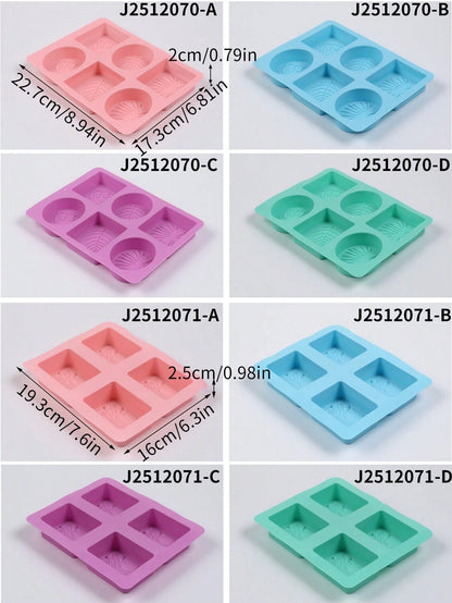SikeSike 6-Cavity Oval Leaf & Turtle Bamboo Silicone Soap Mold, Nordic Style Silicone Mold For Handmade Crafts And Home Decor