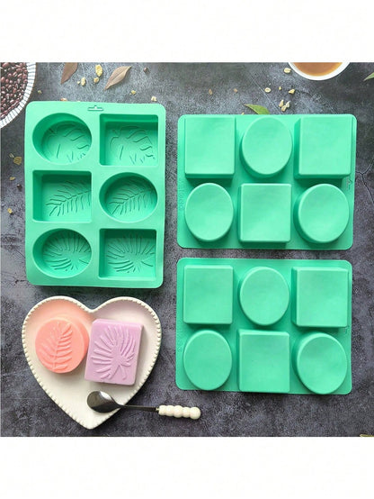 SikeSike 6-Cavity Oval Leaf & Turtle Bamboo Silicone Soap Mold, Nordic Style Silicone Mold For Handmade Crafts And Home Decor