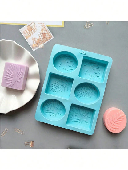 SikeSike 6-Cavity Oval Leaf & Turtle Bamboo Silicone Soap Mold, Nordic Style Silicone Mold For Handmade Crafts And Home Decor