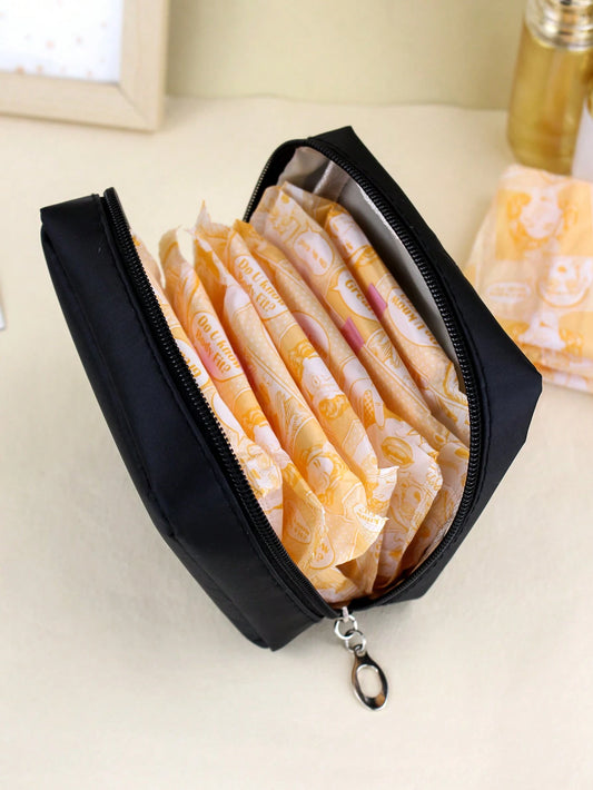 Simplicity Travel Makeup Bag, 1Pc Multifunctional Cosmetic Organizer Handbag Bath Shower Wallet Pouch Portable Cosmetics Brush Storage Clutch With Zipper Closure For Lipstick, Brush, Skincare, Mobile