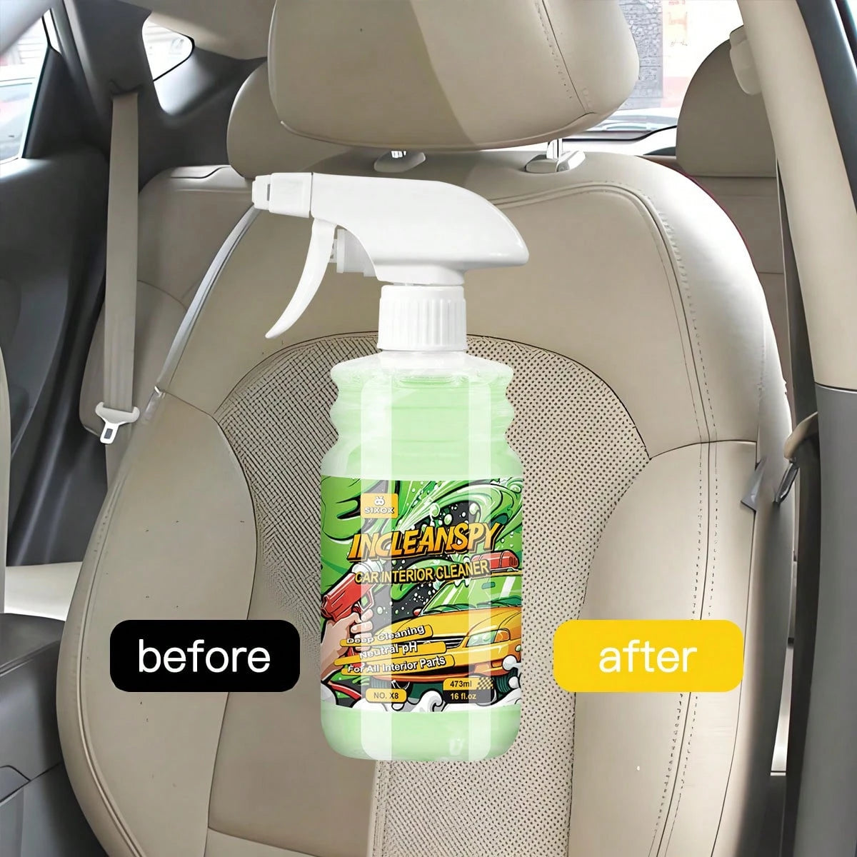 SIXOX-8 Interior Cleaner Car Neutral Ph Water-Free Foam Spray Dust Remover Seat Roof Dash Cleaning