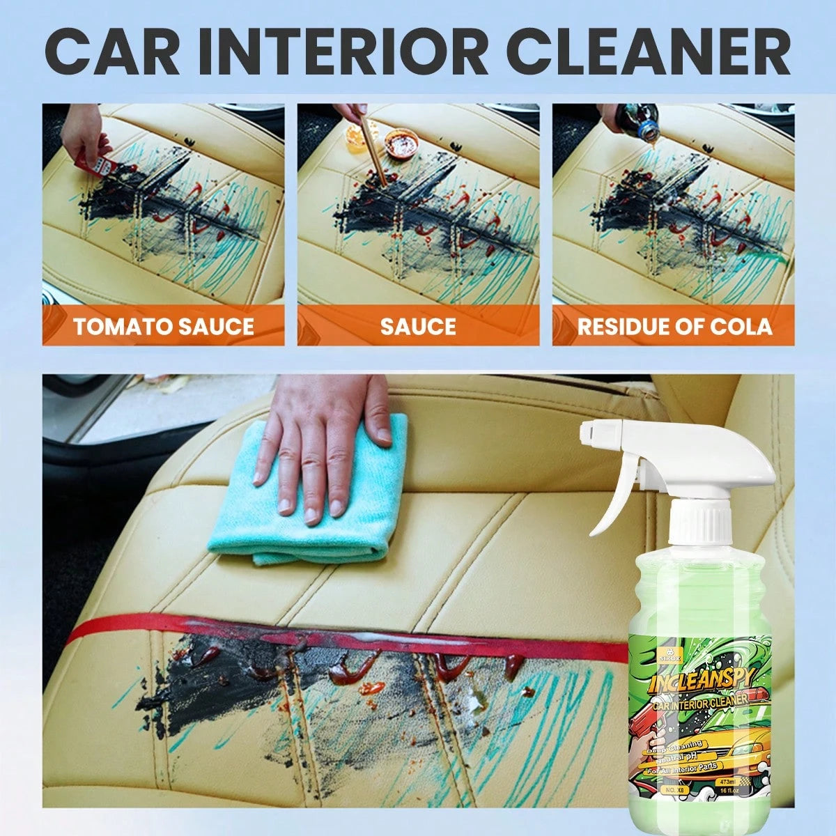 SIXOX-8 Interior Cleaner Car Neutral Ph Water-Free Foam Spray Dust Remover Seat Roof Dash Cleaning