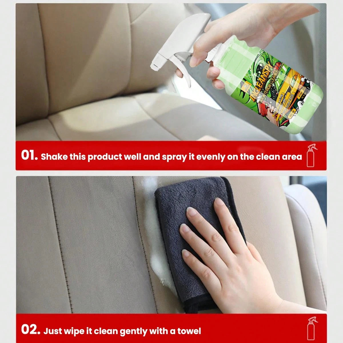 SIXOX-8 Interior Cleaner Car Neutral Ph Water-Free Foam Spray Dust Remover Seat Roof Dash Cleaning