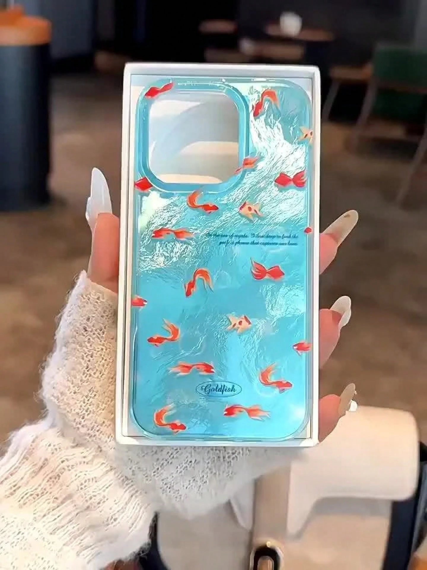 Small Fish Swimming Pattern, Glacier Texture Transparent Sides Phone Case For IPhone 17air/16/15Pro/14/13pro12Pro Max/16Plus 11 Xs Max Cover