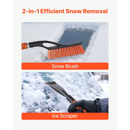 Snow Brush And Ice Scrapers For Car Windshield, 27-Inch Aluminum Snow Scraper Removal Tool With Foam Grip & Scratch-Free Bristles, Detachable And Easy-To-Carry For Cars, Trucks, SUVs, RVs