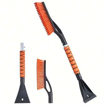 Snow Brush And Ice Scrapers For Car Windshield, 27-Inch Aluminum Snow Scraper Removal Tool With Foam Grip & Scratch-Free Bristles, Detachable And Easy-To-Carry For Cars, Trucks, SUVs, RVs