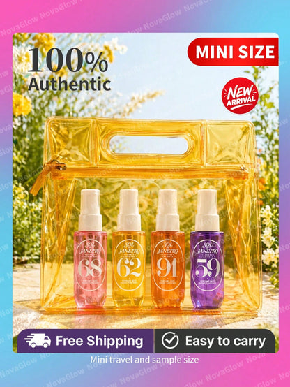 Sol Cheirosa Perfume Mist 4-Pack Set For Women – Mini Travel Size 30ml (1 Fl.Oz) Each, Fragrance Collection 59, 62, 68, 91– Perfect For On-The-Go, Long-Lasting, Sweet & Tropical Scents