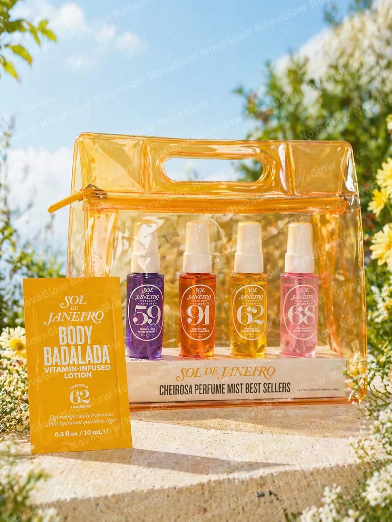 Sol Cheirosa Perfume Mist 4-Pack Set For Women – Mini Travel Size 30ml (1 Fl.Oz) Each, Fragrance Collection 59, 62, 68, 91– Perfect For On-The-Go, Long-Lasting, Sweet & Tropical Scents