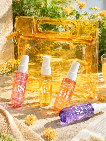 Sol Cheirosa Perfume Mist 4-Pack Set For Women – Mini Travel Size 30ml (1 Fl.Oz) Each, Fragrance Collection 59, 62, 68, 91– Perfect For On-The-Go, Long-Lasting, Sweet & Tropical Scents