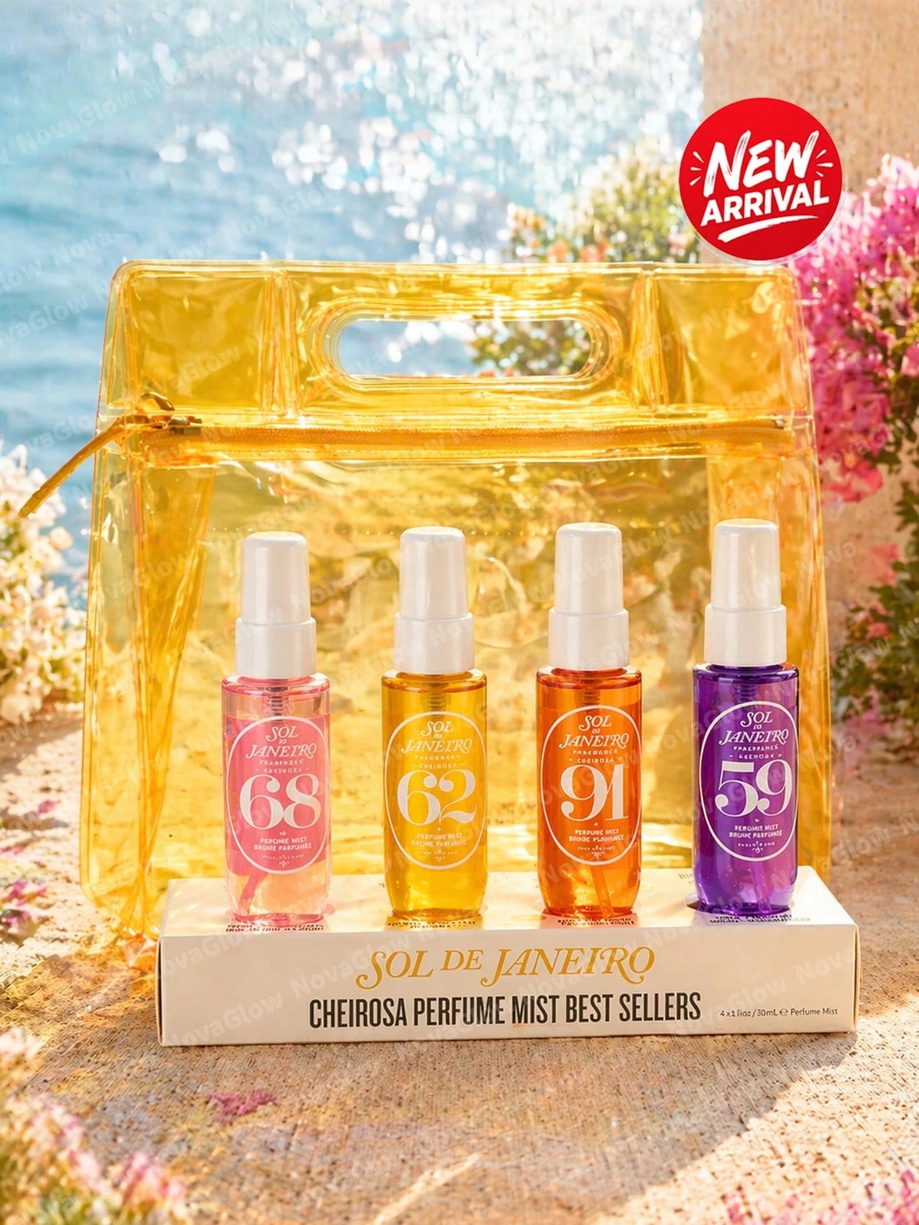 Sol Cheirosa Perfume Mist 4-Pack Set For Women – Mini Travel Size 30ml (1 Fl.Oz) Each, Fragrance Collection 59, 62, 68, 91– Perfect For On-The-Go, Long-Lasting, Sweet & Tropical Scents