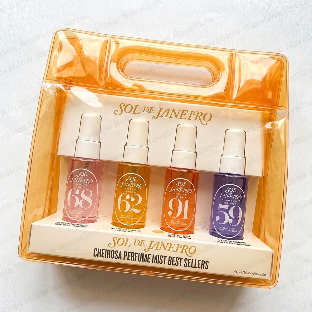 Sol Cheirosa Perfume Mist 4-Pack Set For Women – Mini Travel Size 30ml (1 Fl.Oz) Each, Fragrance Collection 59, 62, 68, 91– Perfect For On-The-Go, Long-Lasting, Sweet & Tropical Scents