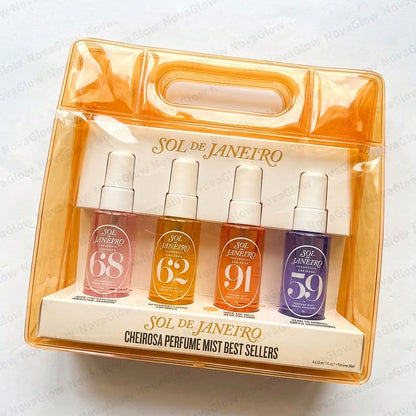 Sol Cheirosa Perfume Mist 4-Pack Set For Women – Mini Travel Size 30ml (1 Fl.Oz) Each, Fragrance Collection 59, 62, 68, 91– Perfect For On-The-Go, Long-Lasting, Sweet & Tropical Scents