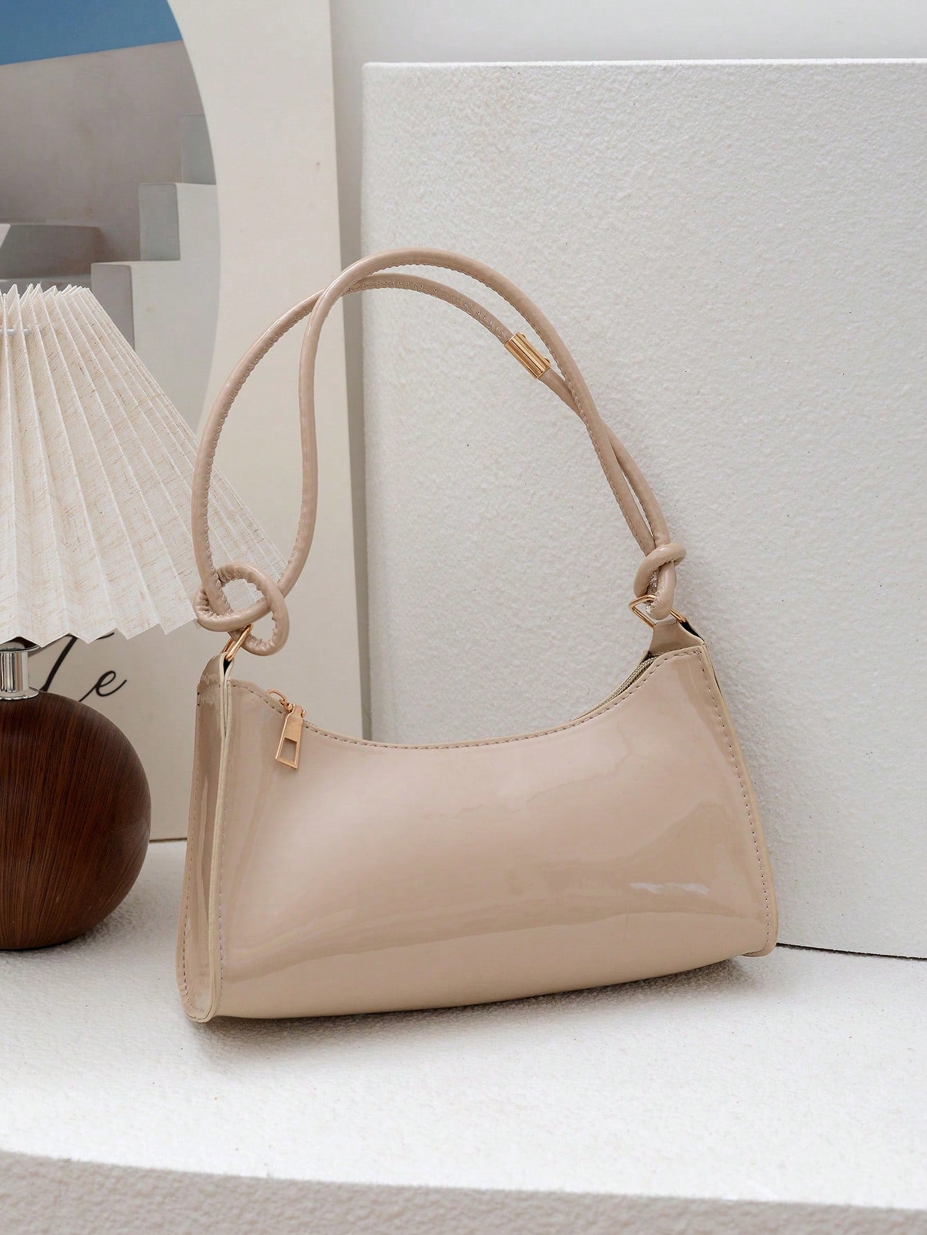 Solid Color Minimalist Light Luxury Hobo Shoulder Bag