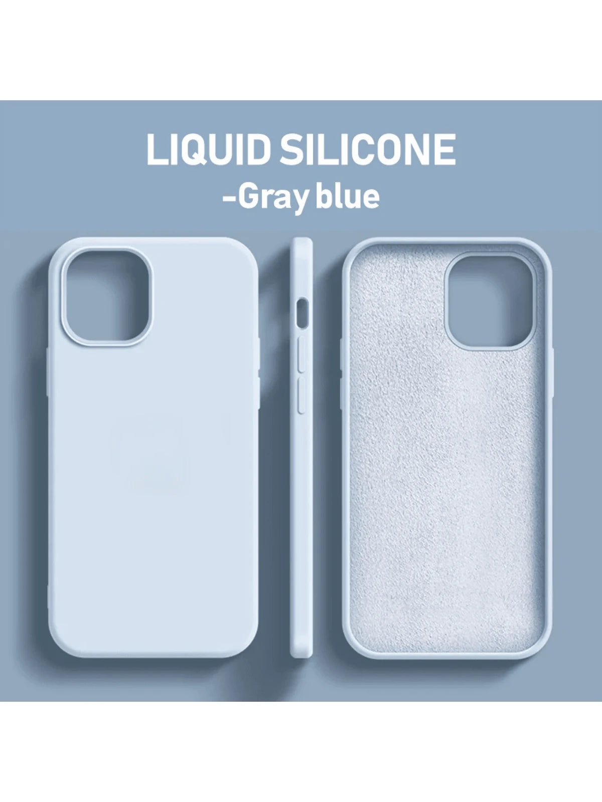 Solid Color Silicone Luxury Blue Shockproof 1pc Luxury Liquid Silicone Phone Shockproof Case Compatible With IPhone 17 Air 16e 11 13 12 14 15 Pro Max Compatible With Iphone 16 Pro Max Shock-Proof Prot