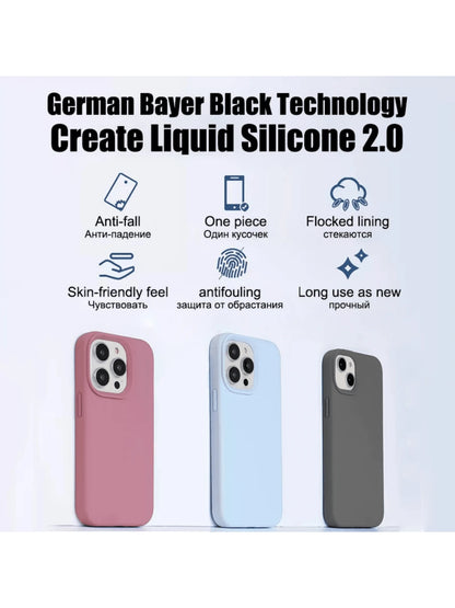 Solid Color Silicone Luxury Blue Shockproof 1pc Luxury Liquid Silicone Phone Shockproof Case Compatible With IPhone 17 Air 16e 11 13 12 14 15 Pro Max Compatible With Iphone 16 Pro Max Shock-Proof Prot