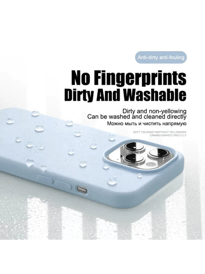 Solid Color Silicone Luxury Blue Shockproof 1pc Luxury Liquid Silicone Phone Shockproof Case Compatible With IPhone 17 Air 16e 11 13 12 14 15 Pro Max Compatible With Iphone 16 Pro Max Shock-Proof Prot