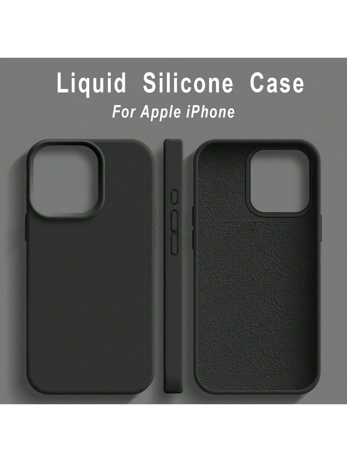 Solid Color Silicone Luxury Blue Shockproof 1pc Luxury Liquid Silicone Phone Shockproof Case Compatible With IPhone 17 Air 16e 11 13 12 14 15 Pro Max Compatible With Iphone 16 Pro Max Shock-Proof Prot