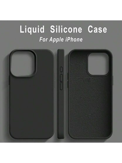 Solid Color Silicone Luxury Blue Shockproof 1pc Luxury Liquid Silicone Phone Shockproof Case Compatible With IPhone 17 Air 16e 11 13 12 14 15 Pro Max Compatible With Iphone 16 Pro Max Shock-Proof Prot