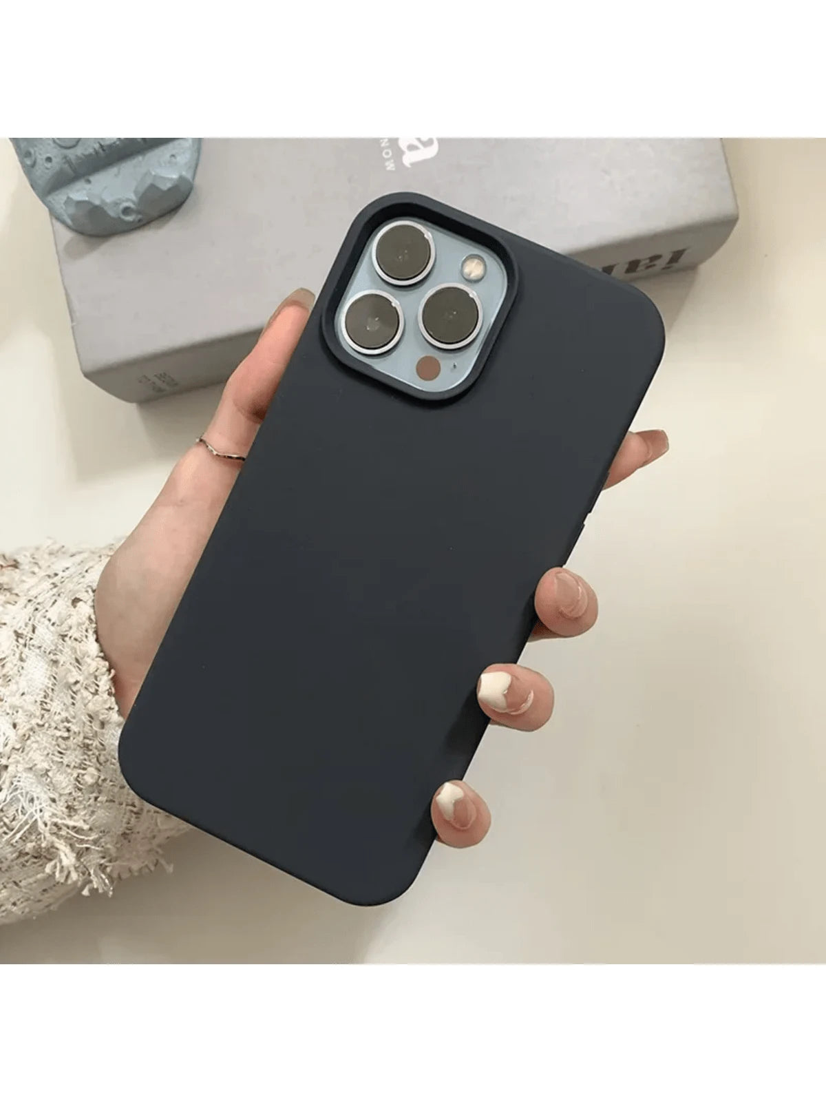 Solid Color Silicone Luxury Blue Shockproof 1pc Luxury Liquid Silicone Phone Shockproof Case Compatible With IPhone 17 Air 16e 11 13 12 14 15 Pro Max Compatible With Iphone 16 Pro Max Shock-Proof Prot