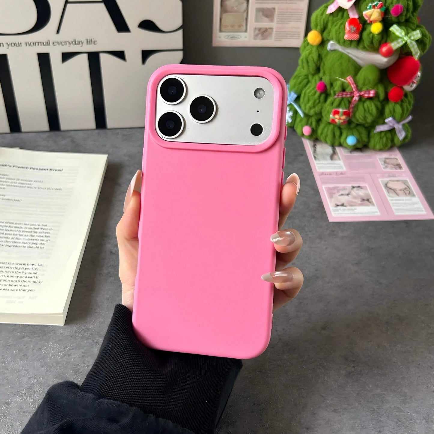 Solid Color Silicone TPU Pure Rose Red TPU Liquid Silicone Phone Case Anti-Yellowing, Soft, Protective Compatible With IPhone Spring