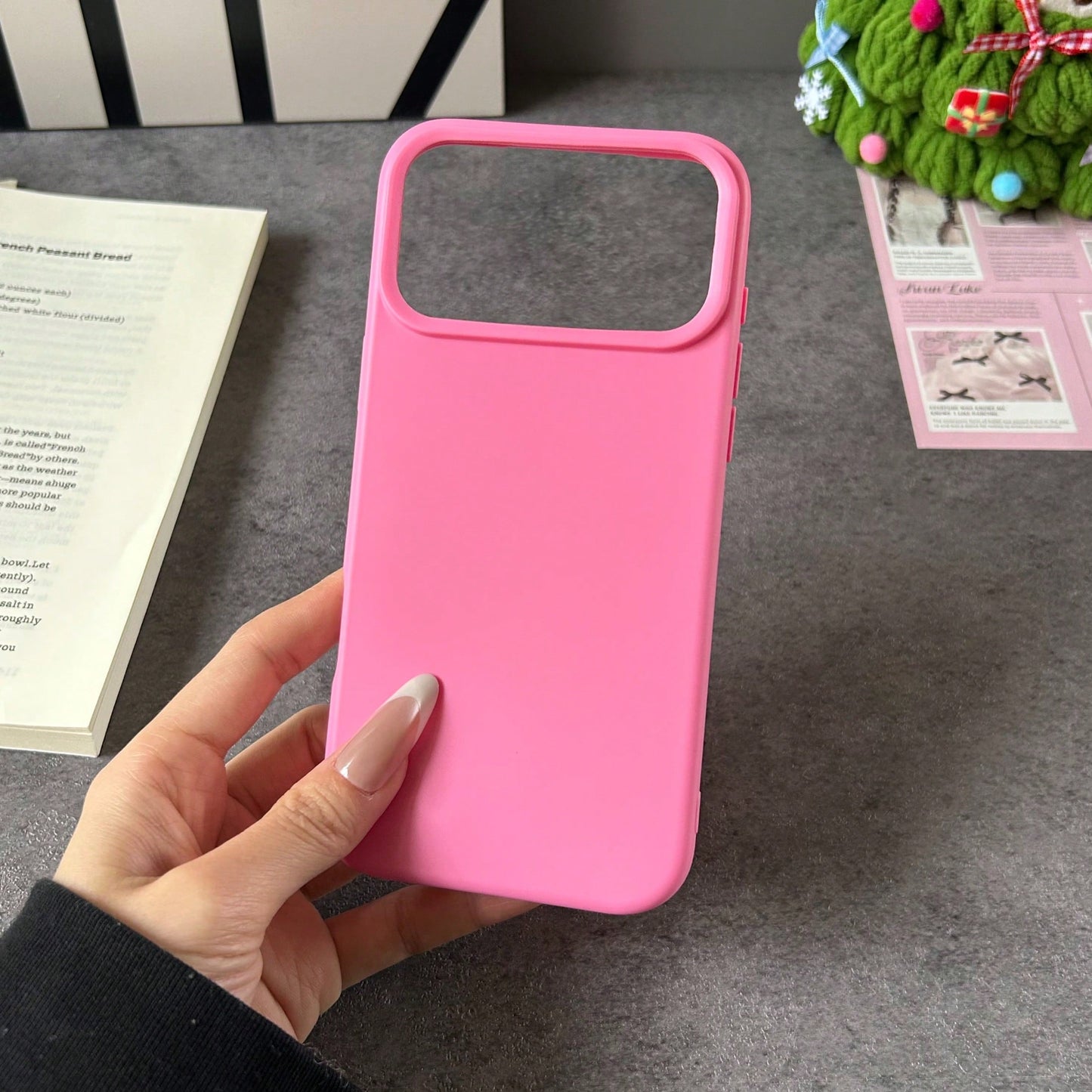 Solid Color Silicone TPU Pure Rose Red TPU Liquid Silicone Phone Case Anti-Yellowing, Soft, Protective Compatible With IPhone Spring