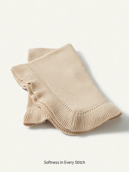 Solid Color Simple & Comfortable Baby Blanket With Lace Love Valentine