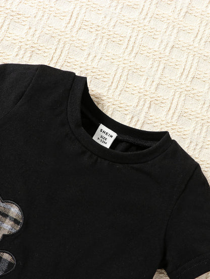Souflis Souflis Baby Boy Bear Print Tee & Plaid Shorts, For Christmas