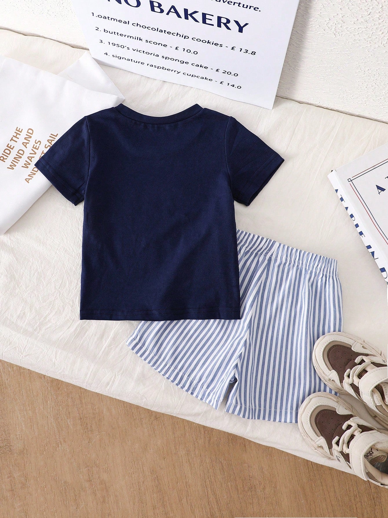 Souflis Souflis Baby Boy Bear Print Tee & Plaid Shorts, For Christmas