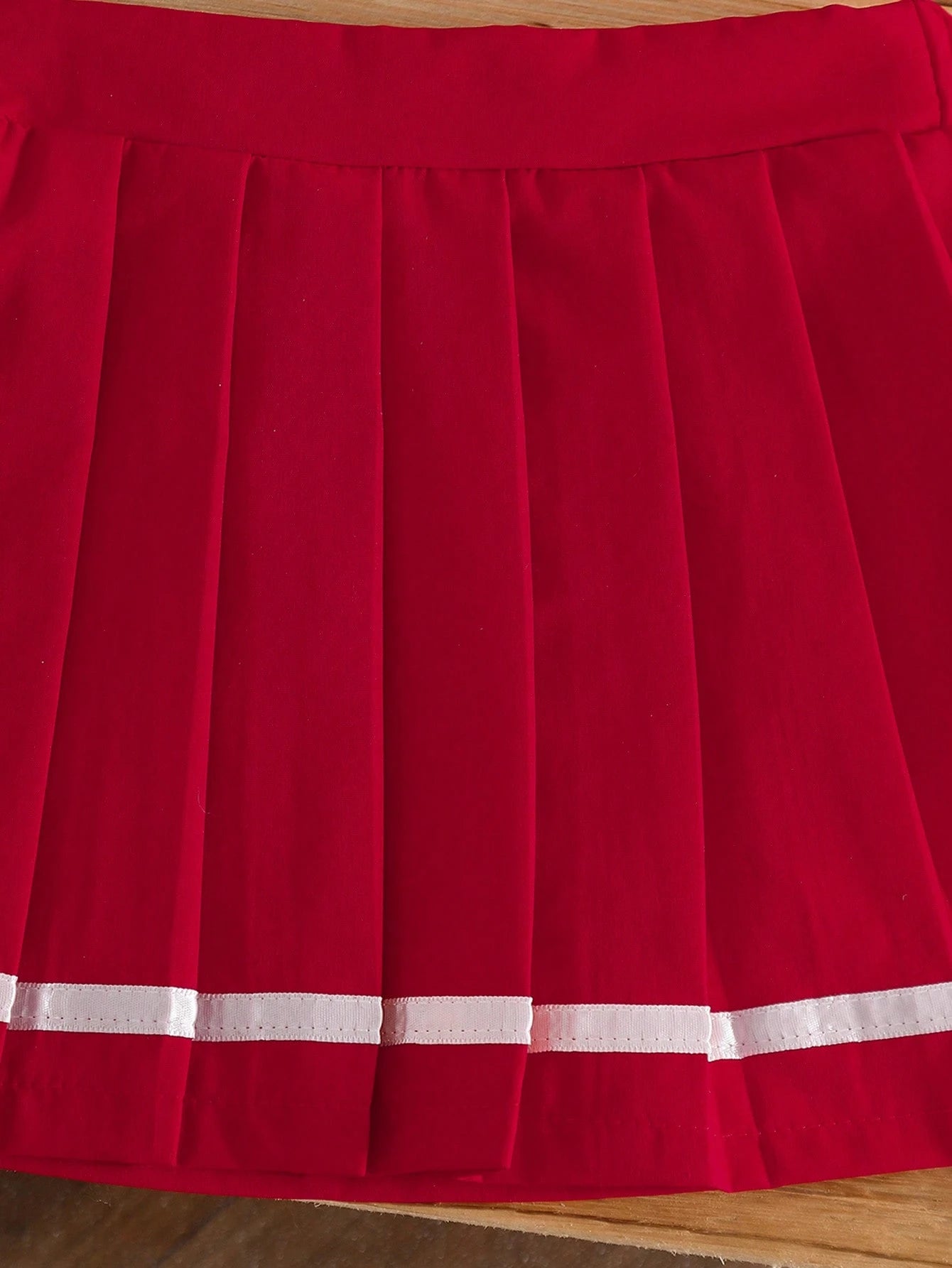 Souflis Souflis Baby Girl Bow & Cherry Print Polo Shirt And Pleated Mini Skirt Outfit, Fashionable Daily Wear