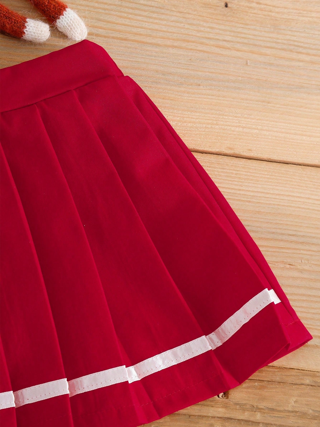 Souflis Souflis Baby Girl Bow & Cherry Print Polo Shirt And Pleated Mini Skirt Outfit, Fashionable Daily Wear