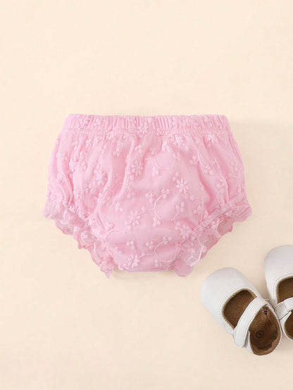 Souflis Souflis Baby Girl White Lace Ruffle Bloomers Bottoms, Baby White Shorts, Baby Underwear, Suitable For Matching With Various, Birthday