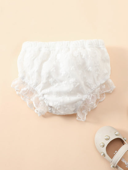 Souflis Souflis Baby Girl White Lace Ruffle Bloomers Bottoms, Baby White Shorts, Baby Underwear, Suitable For Matching With Various, Birthday
