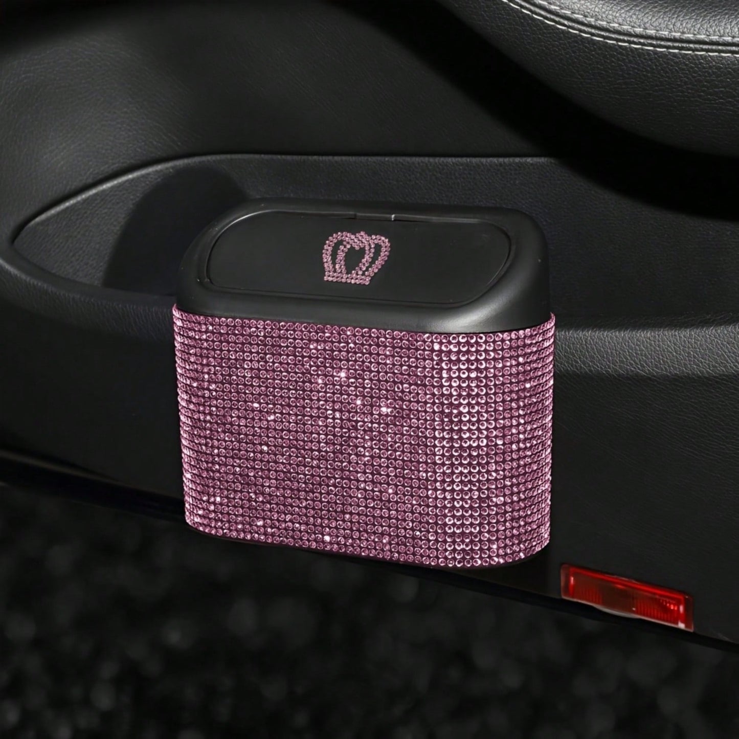 Sparkling Crystal Crown Car Trash Can, Sparkling Rhinestones Portable Mini Trash Can, Car, Office, Kitchen Seat Back Trash Basket, Universal Car Storage Accessory, Premium Car Decor Accessory, Ideal G