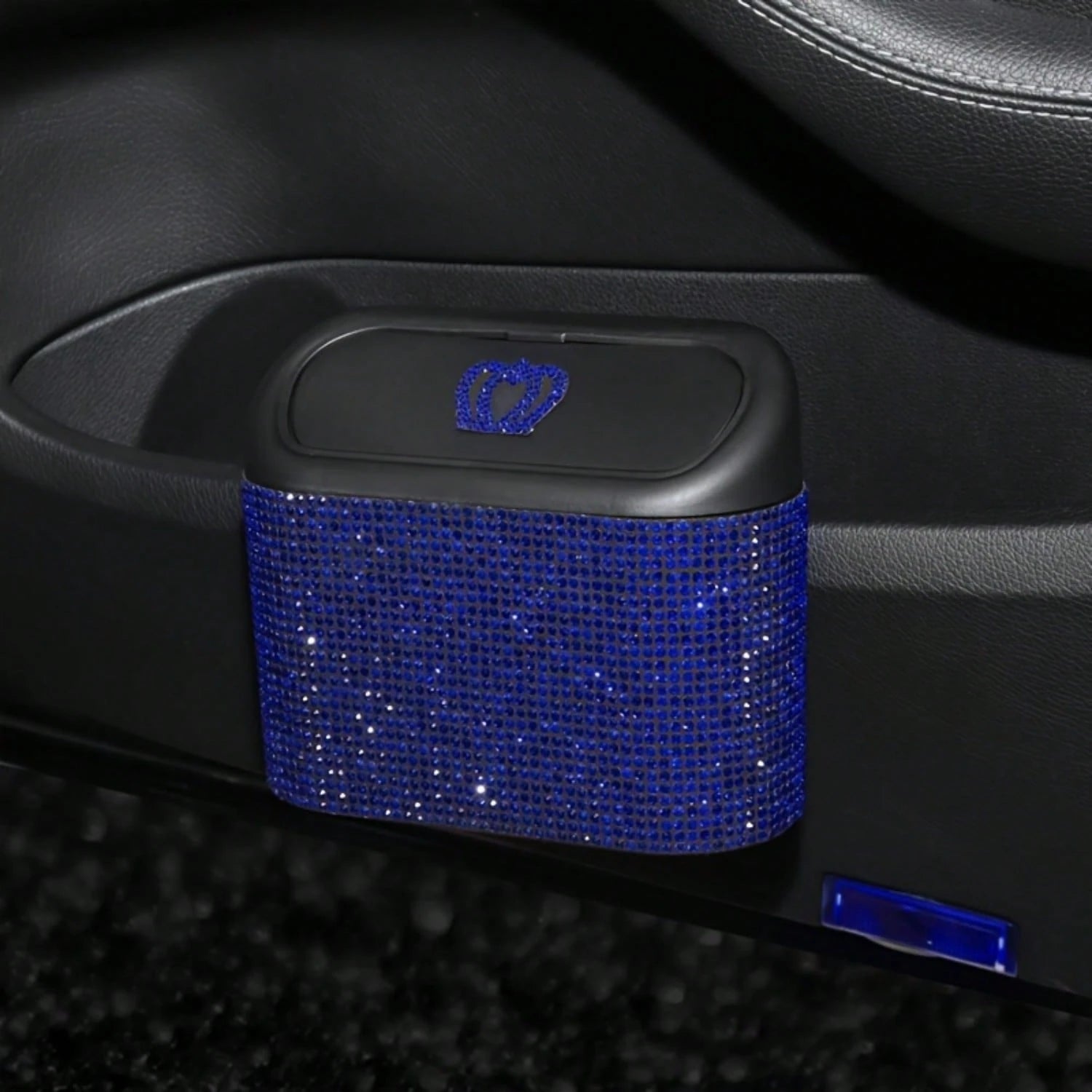 Sparkling Crystal Crown Car Trash Can, Sparkling Rhinestones Portable Mini Trash Can, Car, Office, Kitchen Seat Back Trash Basket, Universal Car Storage Accessory, Premium Car Decor Accessory, Ideal G