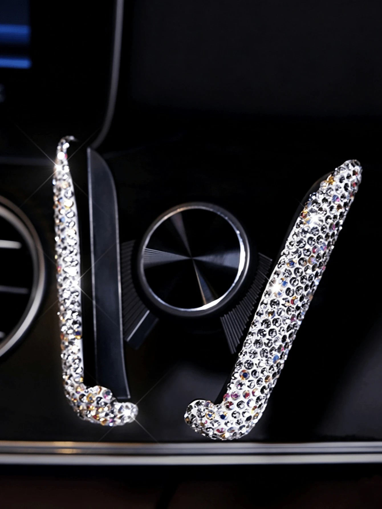 Sparkling Diamond Car Phone Holder- Waterproof, ABS Material, Wall-Mounted V-Shaped Clamp Design, Enhanced Navigation Support
