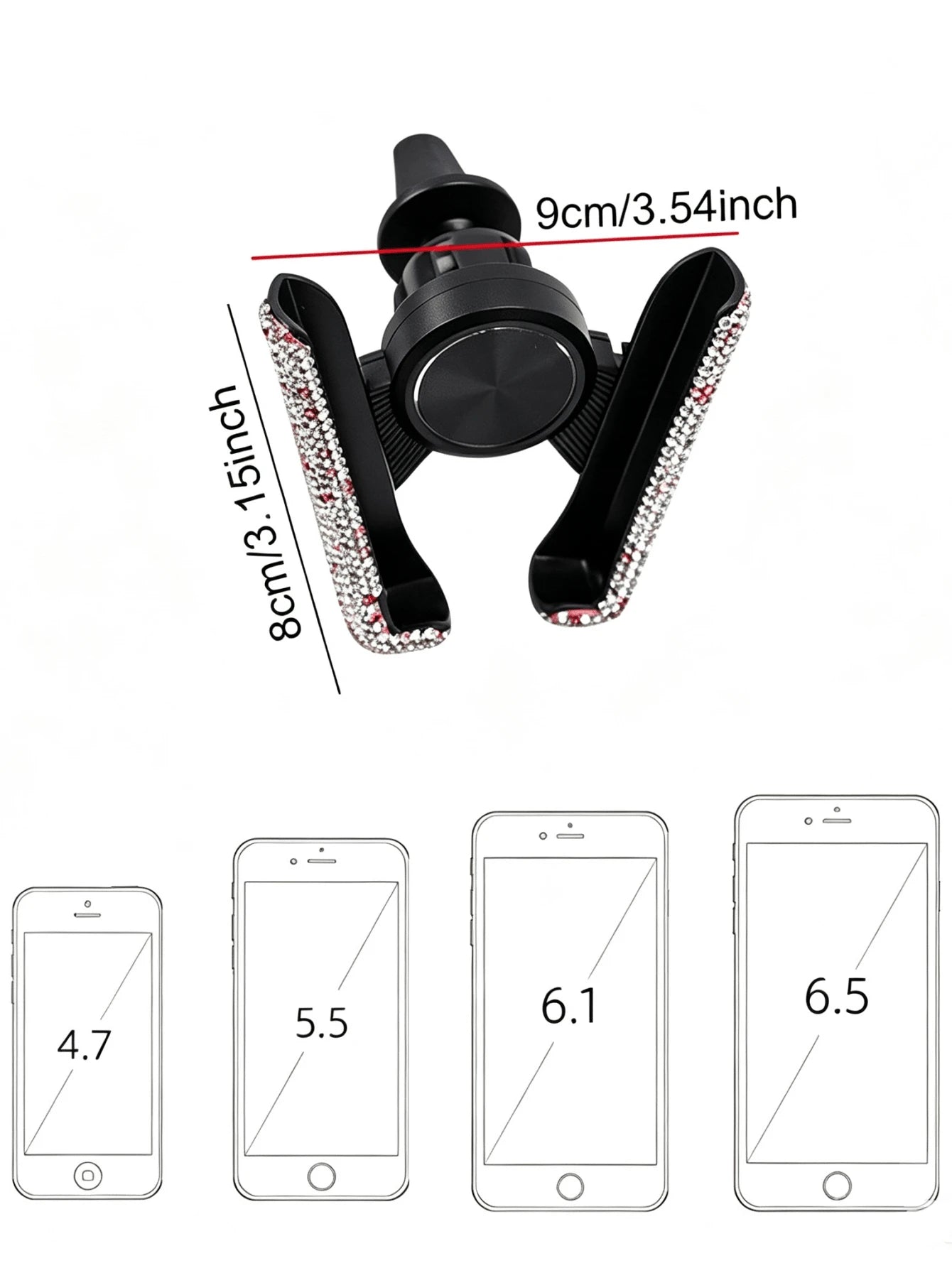 Sparkling Diamond Car Phone Holder- Waterproof, ABS Material, Wall-Mounted V-Shaped Clamp Design, Enhanced Navigation Support