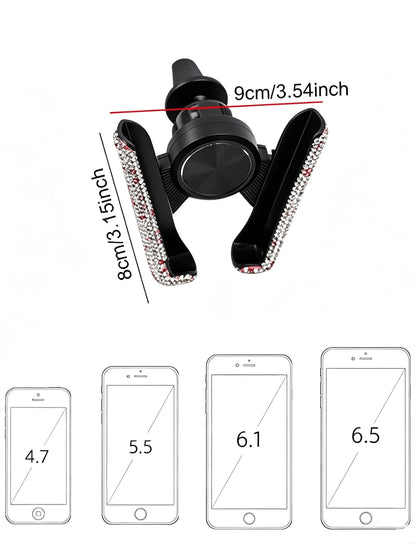 Sparkling Diamond Car Phone Holder- Waterproof, ABS Material, Wall-Mounted V-Shaped Clamp Design, Enhanced Navigation Support