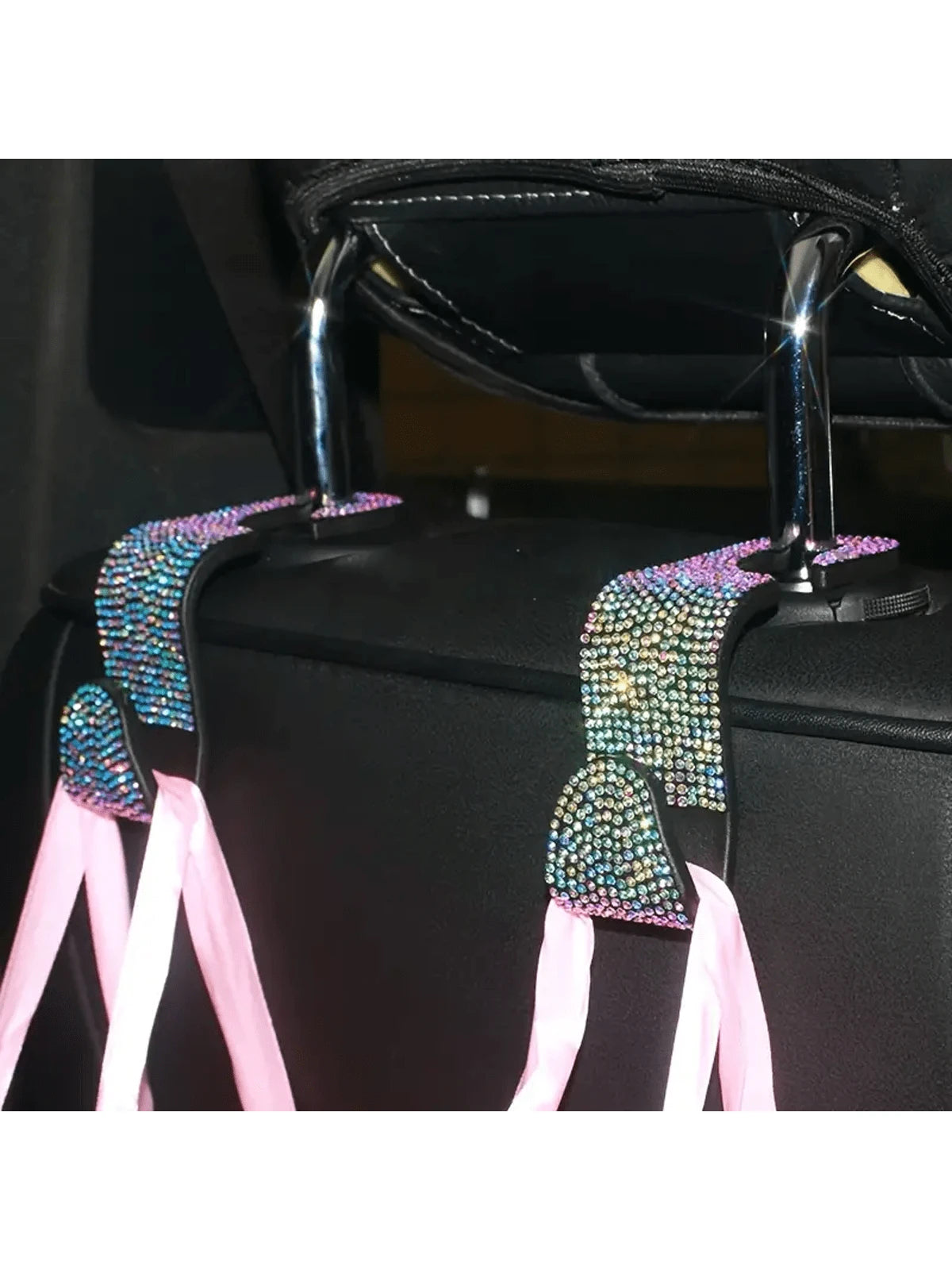 Sparkling Rhinestone Car Headrest Hook- Fashionable Car Wallet/Purse Hanger With Adjustable Strap- Luxury Car Interior Accessory Suitable For Men And Women, Perfect For Handbags, Wallets And Shoppin