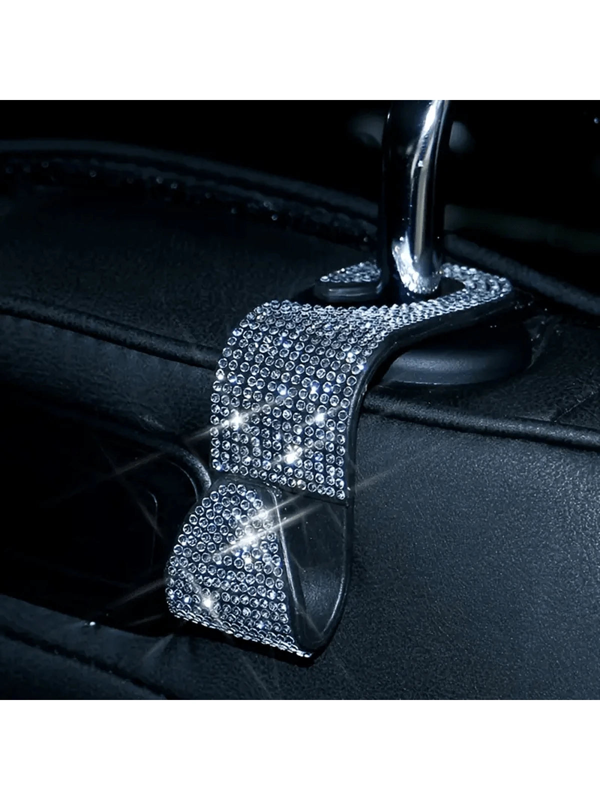 Sparkling Rhinestone Car Headrest Hook- Fashionable Car Wallet/Purse Hanger With Adjustable Strap- Luxury Car Interior Accessory Suitable For Men And Women, Perfect For Handbags, Wallets And Shoppin